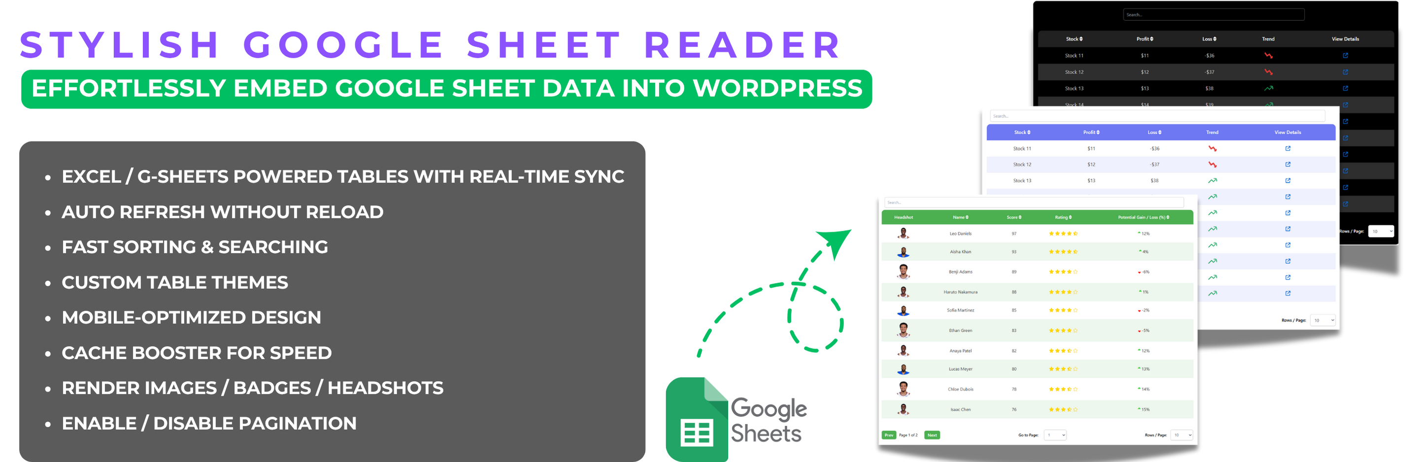 Stylish Google Sheet Reader – Embed Google Sheets as Interactive Tables with Built-in Form Submissions