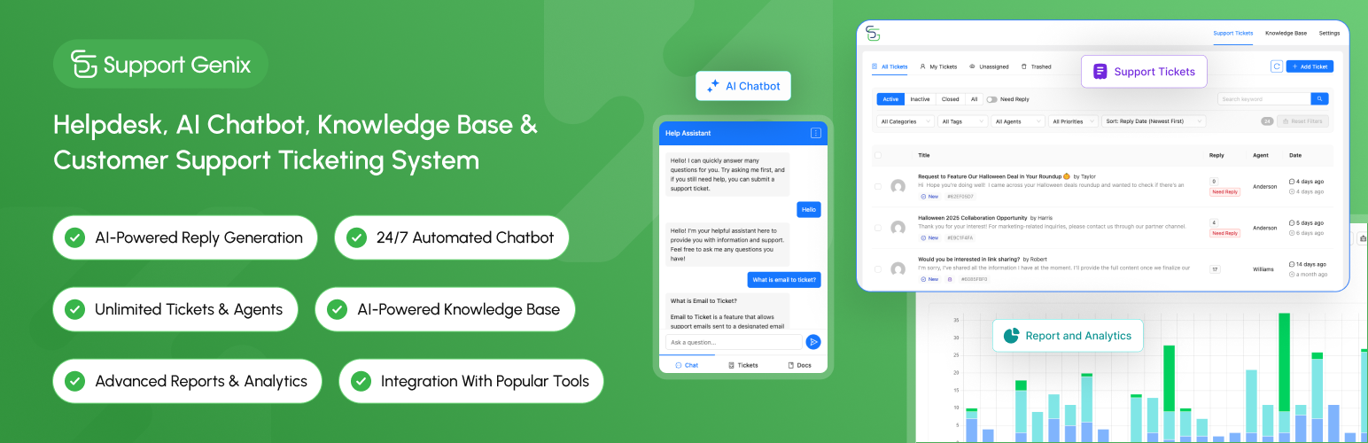 Support Genix – Helpdesk, AI Chatbot, Knowledge Base & Customer Support Ticketing System