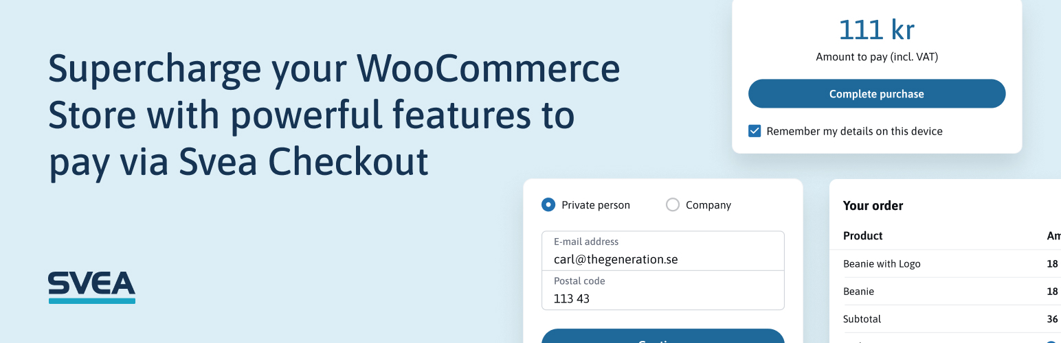 Svea Checkout for WooCommerce