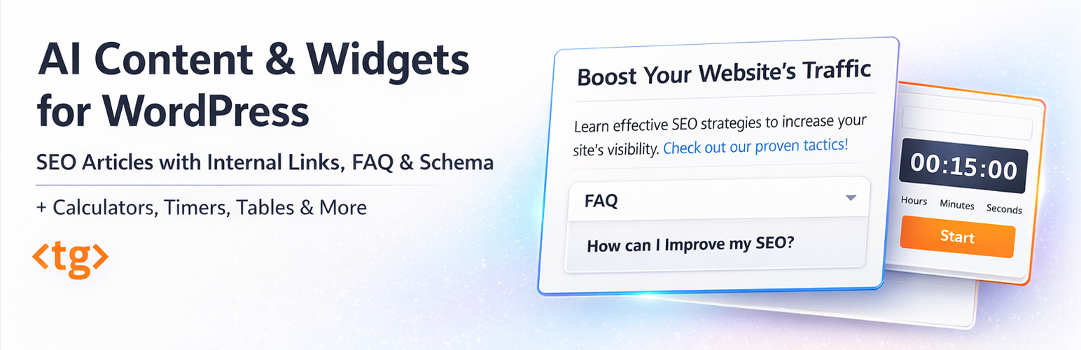 AI Content Generator & Calculator Builder by TalkGenAI – GEO, SEO & Widgets