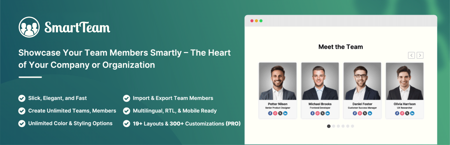 Responsive Team Members Showcase, Team Grid, Team Slider, and Staff List – Smart Team (formerly WP Team)