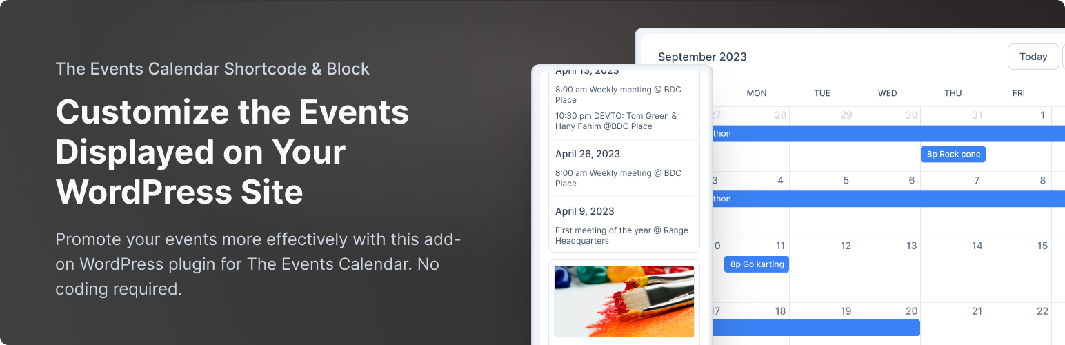 The Events Calendar Shortcode & Block