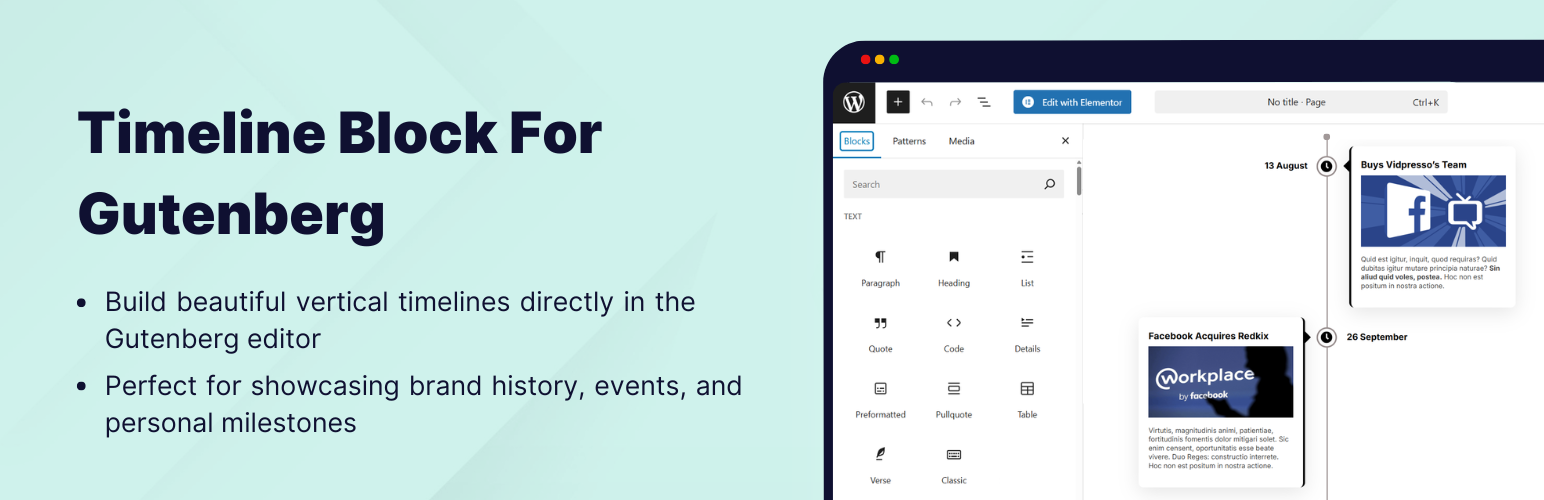 Timeline Block For Gutenberg