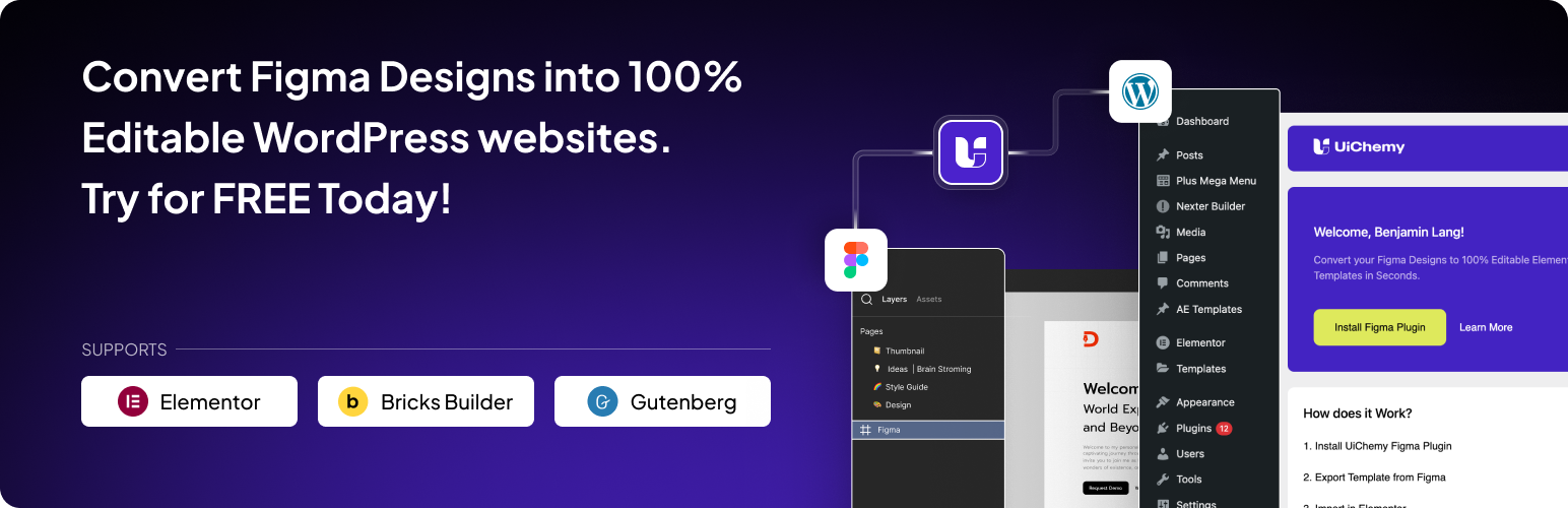 UiChemy — Figma Converter for Elementor, Gutenberg and Bricks