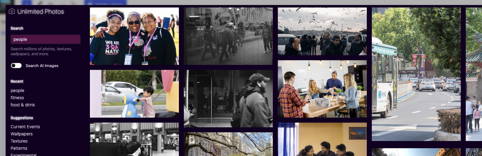 Unlimited Photos – Unsplash and Lexica images