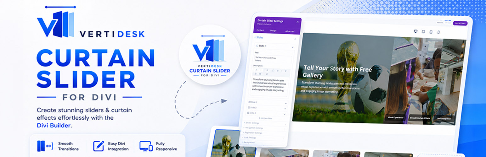 VertiDesk Curtain Slider for Divi