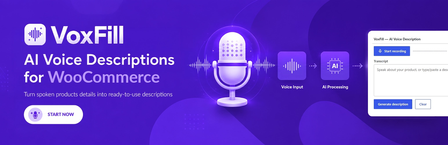 VoxFill — AI Voice Descriptions for WooCommerce