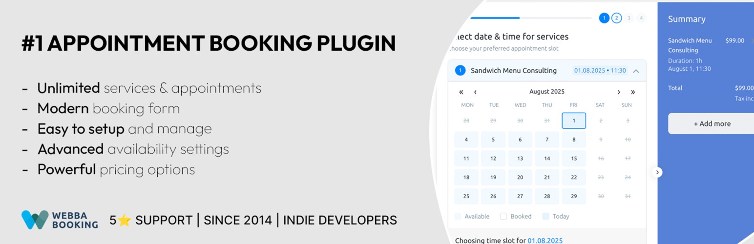 Easy Appointment Booking & Scheduling System – Webba Booking Calendar