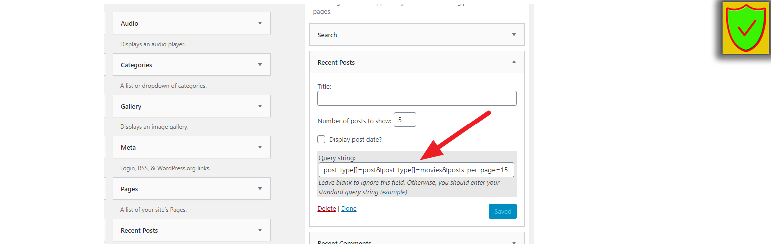 Built-in Widgets Query extend (Custom Post Types & more)