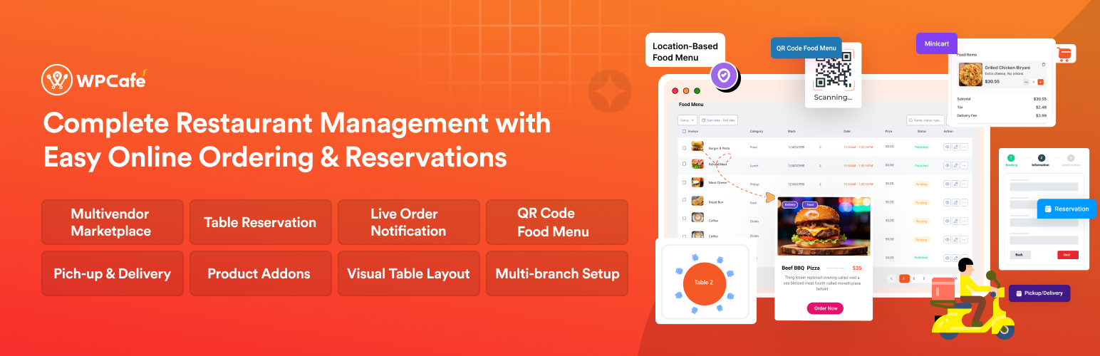 WPCafe – Restaurant Menu, Online Food Ordering & Table Booking System