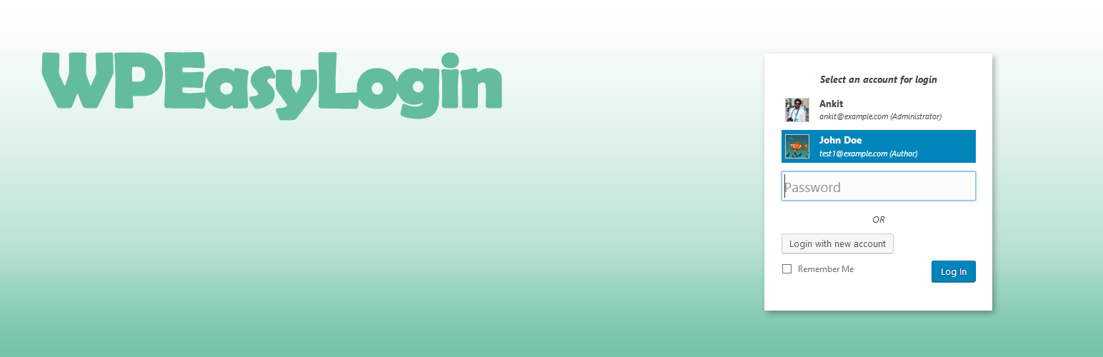WP Easy Login – Remember Recent Usernames