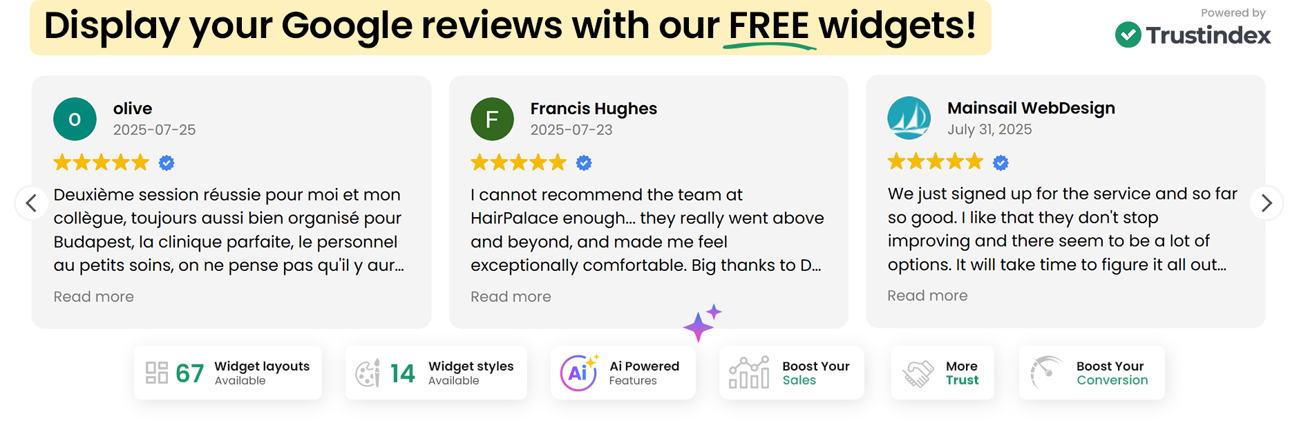 Widgets for Google Reviews