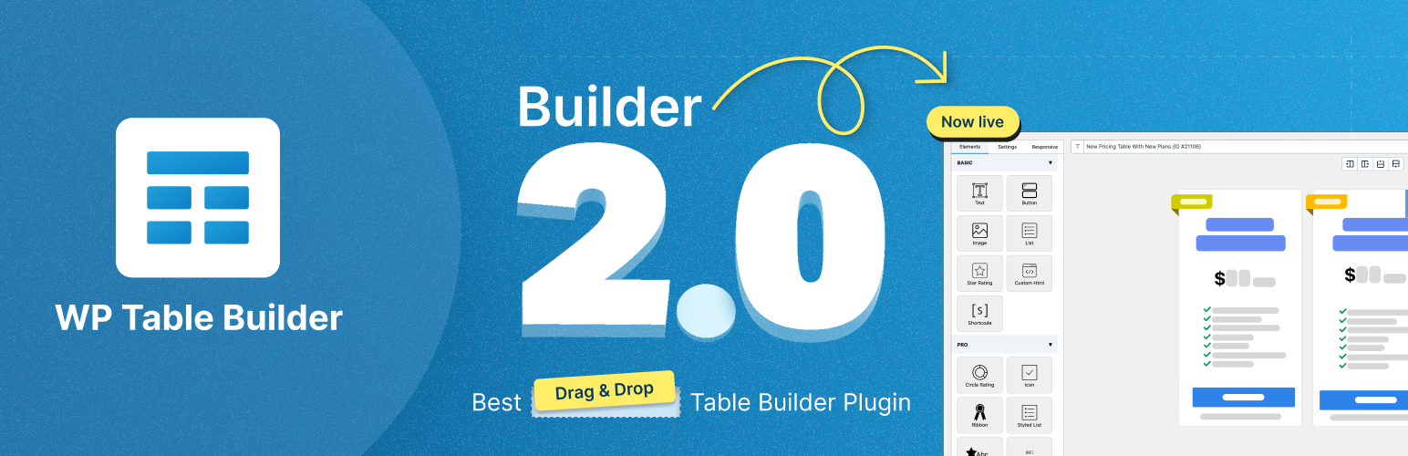 WP Table Builder – Drag & Drop Table Builder