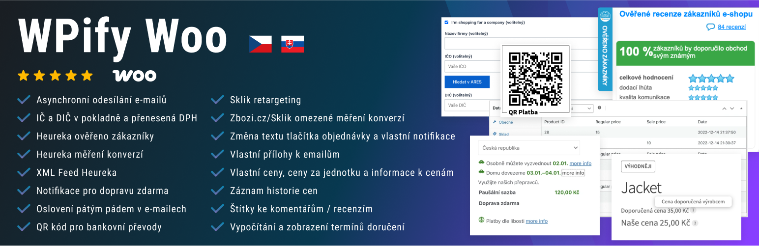 WPify Woo – Withdrawal, CRN/VAT, QR payments, Heureka and more for WooCommerce