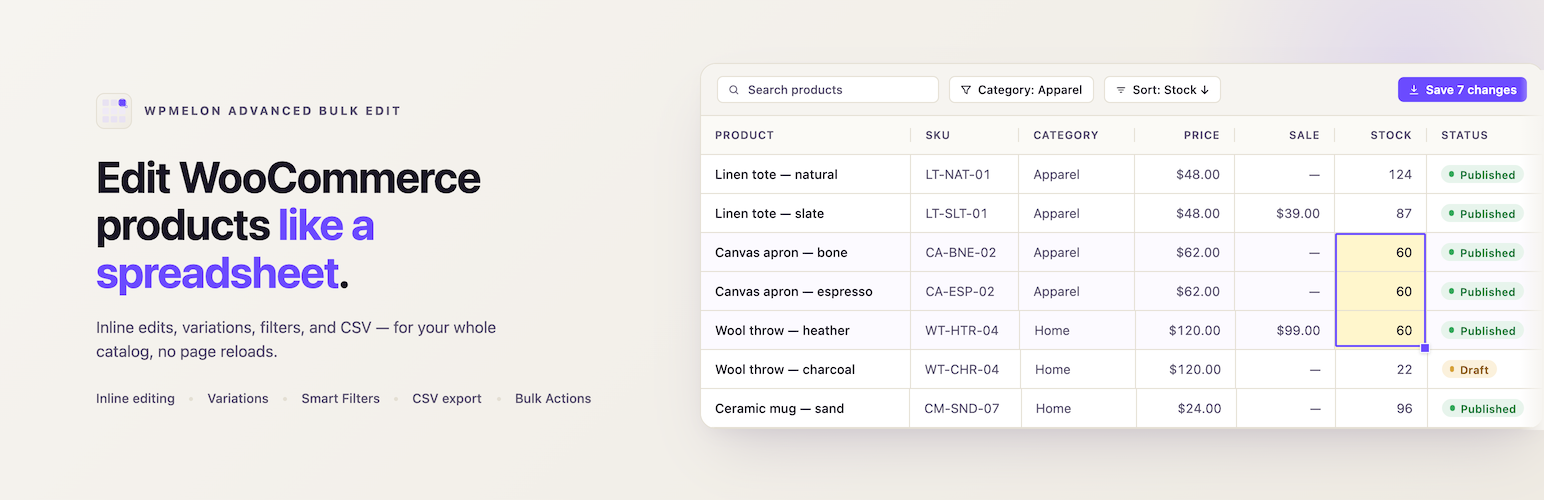 WPMelon Advanced Bulk Edit for WooCommerce