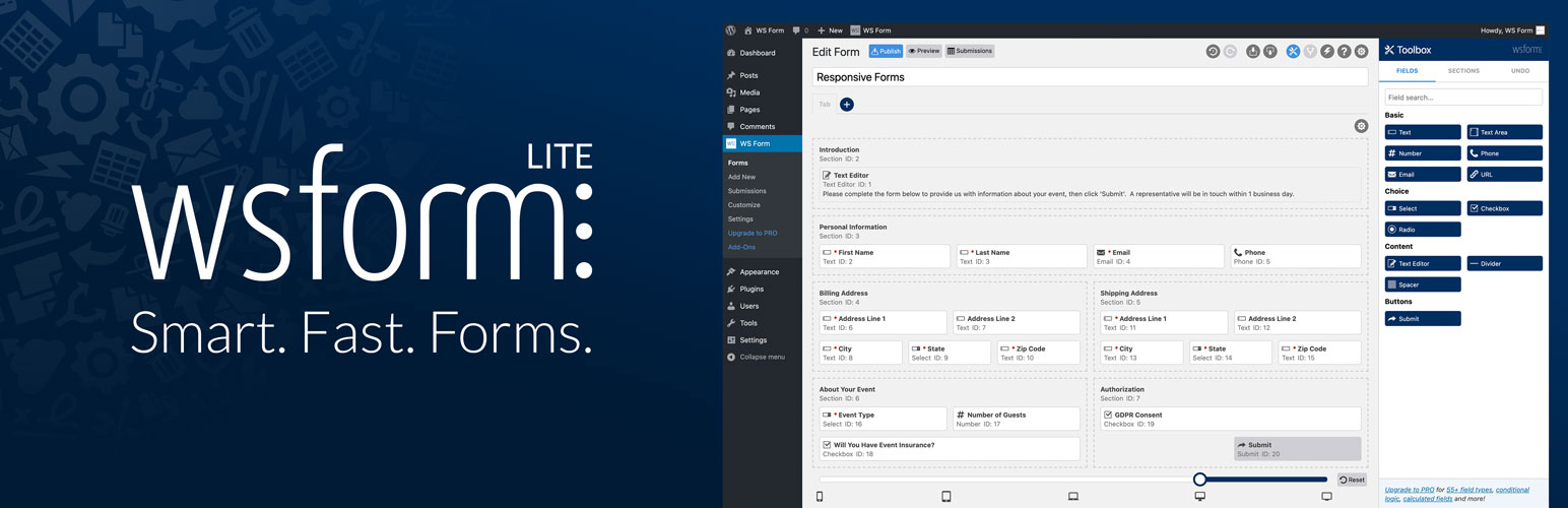 WS Form LITE – Drag & Drop Contact Form Builder