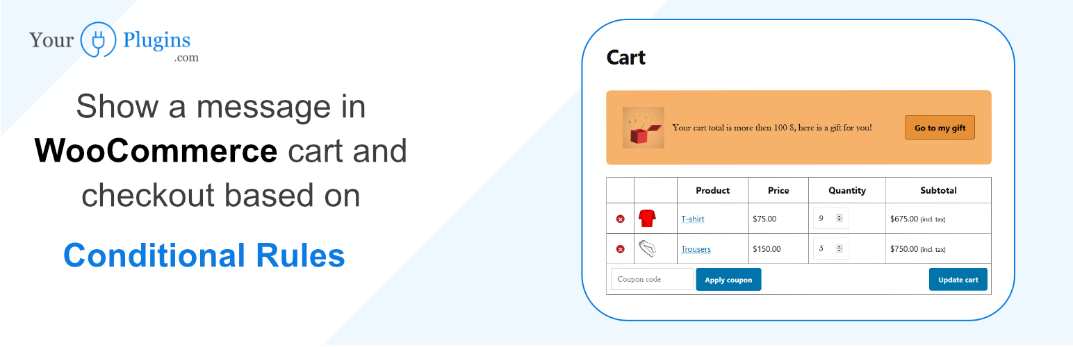 Conditional Cart Messages for WooCommerce – YourPlugins.com