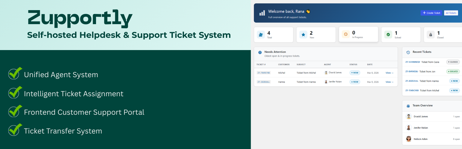 Zupportly – WordPress Helpdesk & Customer Support Ticket System